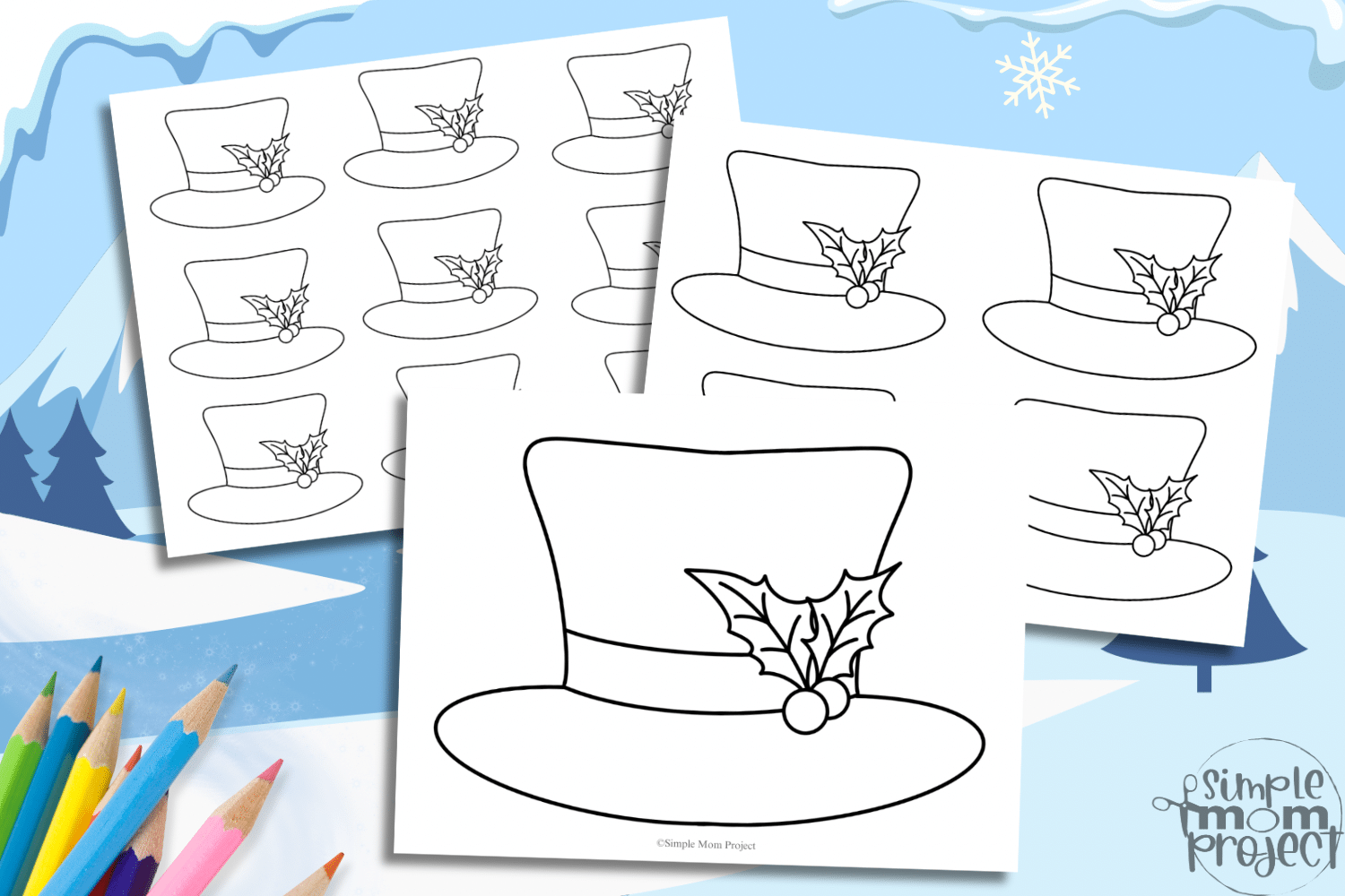 free snowman hat template bundle — easy winter craft for kids